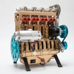 TECHING L4 Engine Model that Works - Full Metal 4 Cylinder Car Engine Model Gift Collection - Used(Assembled Version) - Like New