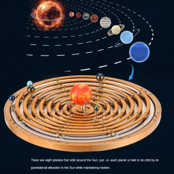 TECHING Metal DIY Mechanical Solar System Model Kit Dynamic Orbital Desk Ornament - 600+PCS