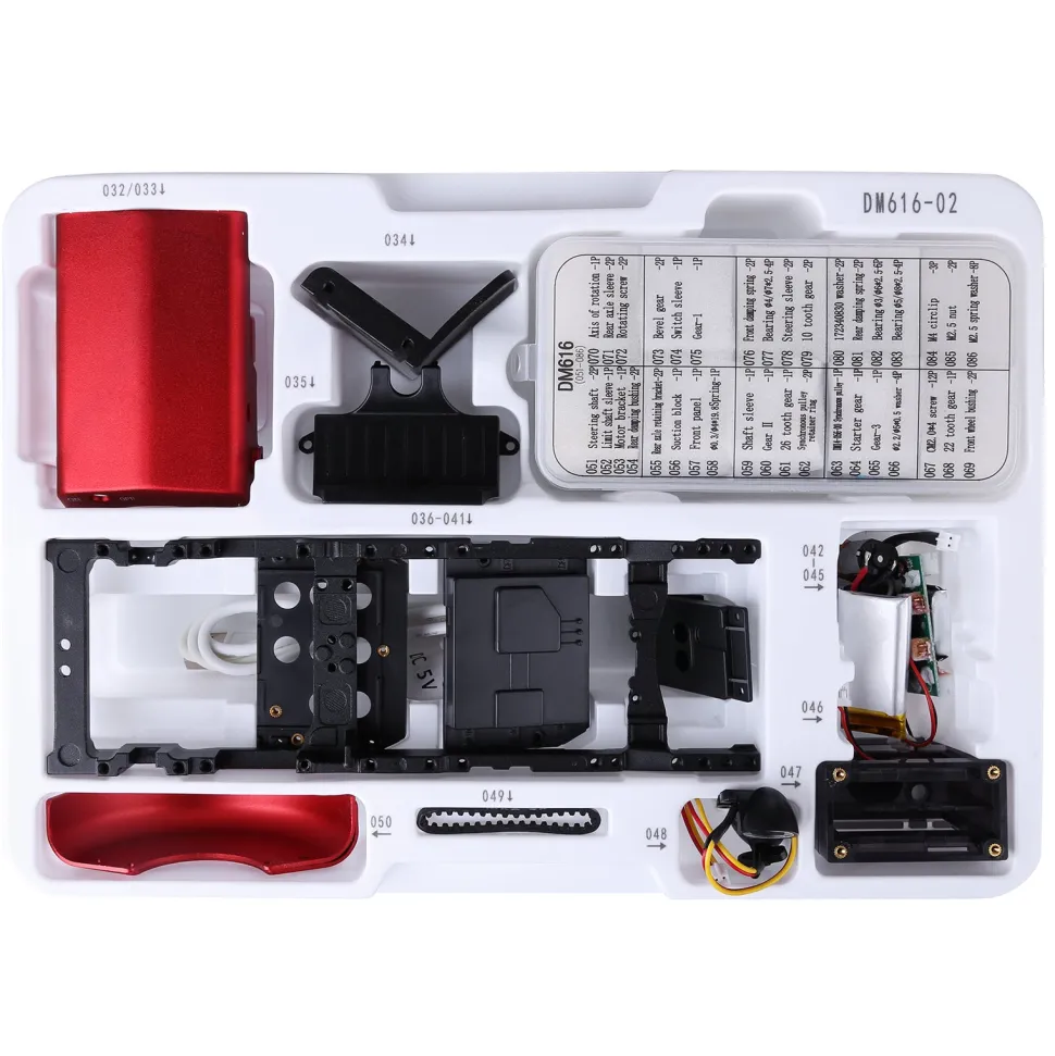 Teching Mini APP RC Tractor Metal Romote Control Model Tractor in Red DIY Assembly Kit Educational Toy Gifts Collection - Enginediy
