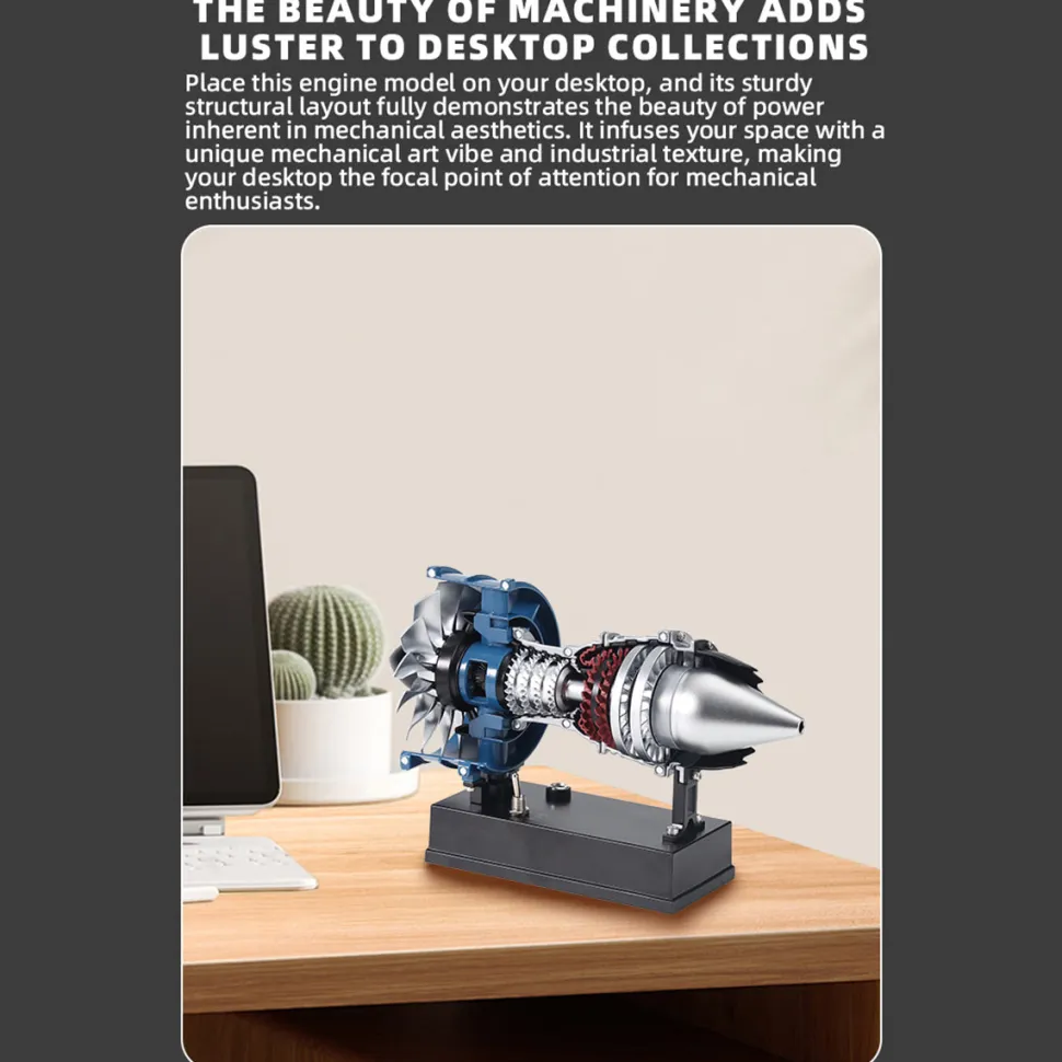 TECHING Mini Turbofan Engine Kit that Works - DIY Metal Electric Jet Engine with Visible Mechanics for STEM Education