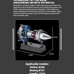TECHING Mini Turbofan Engine Kit that Works - DIY Metal Electric Jet Engine with Visible Mechanics for STEM Education