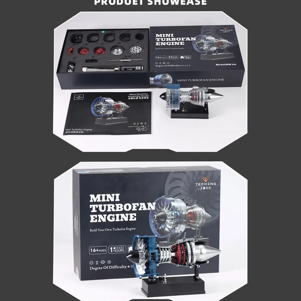TECHING Mini Turbofan Engine Kit that Works - DIY Metal Electric Jet Engine with Visible Mechanics for STEM Education