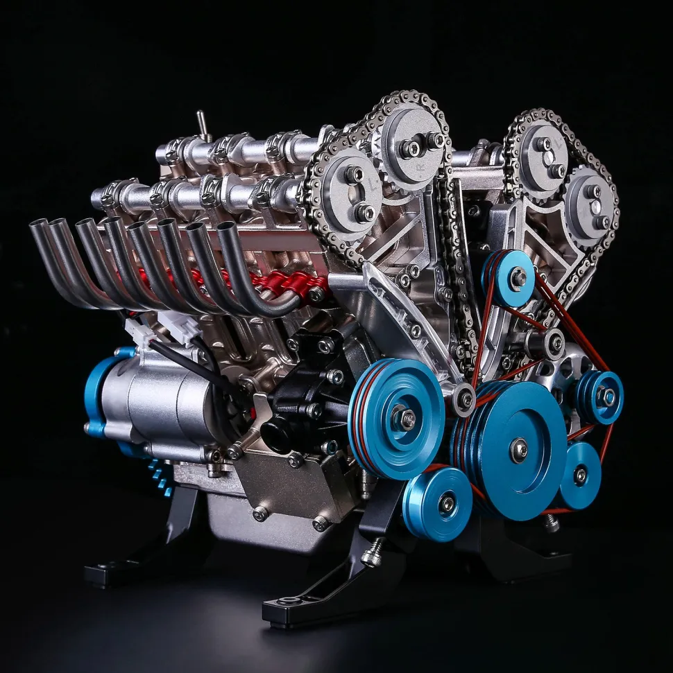 Teching V8 Engine Model Kit Metal Assembly DIY Kit 500+Pcs Mechanical Car Engine Science Experiment Physics Toy