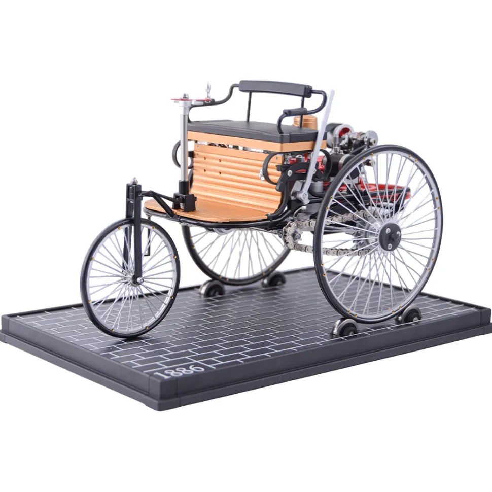 TECHING World's 1st Automobile that Works - Build Your Own Retro Car - Full Metal Three-Wheel Model Kit 430+Pcs