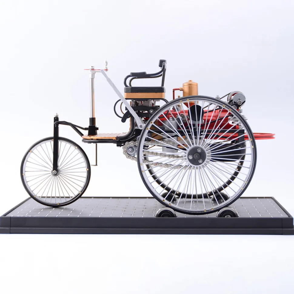 TECHING World's 1st Automobile that Works - Build Your Own Retro Car - Full Metal Three-Wheel Model Kit 430+Pcs