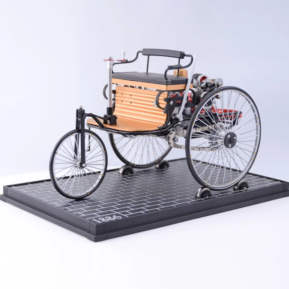 TECHING World's 1st Automobile that Works - Build Your Own Retro Car - Full Metal Three-Wheel Model Kit 430+Pcs