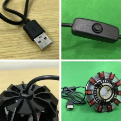 Tony MK1 Arc Reactor Model Assembly Kit with USB Power Cable & Light