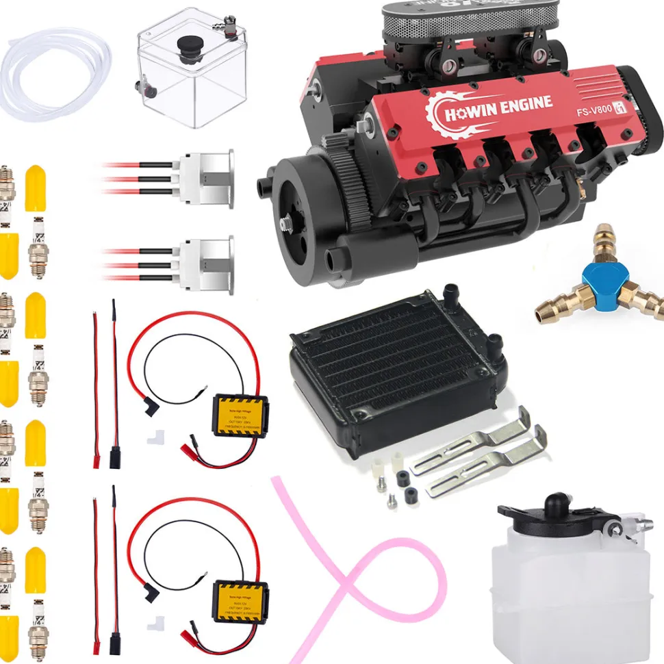 TOYAN & HOWIN V8 Engine FS-V800G 1/10 28cc Gasoline Engine with Distributor Starter Kit - Build Your Own V8 Engine