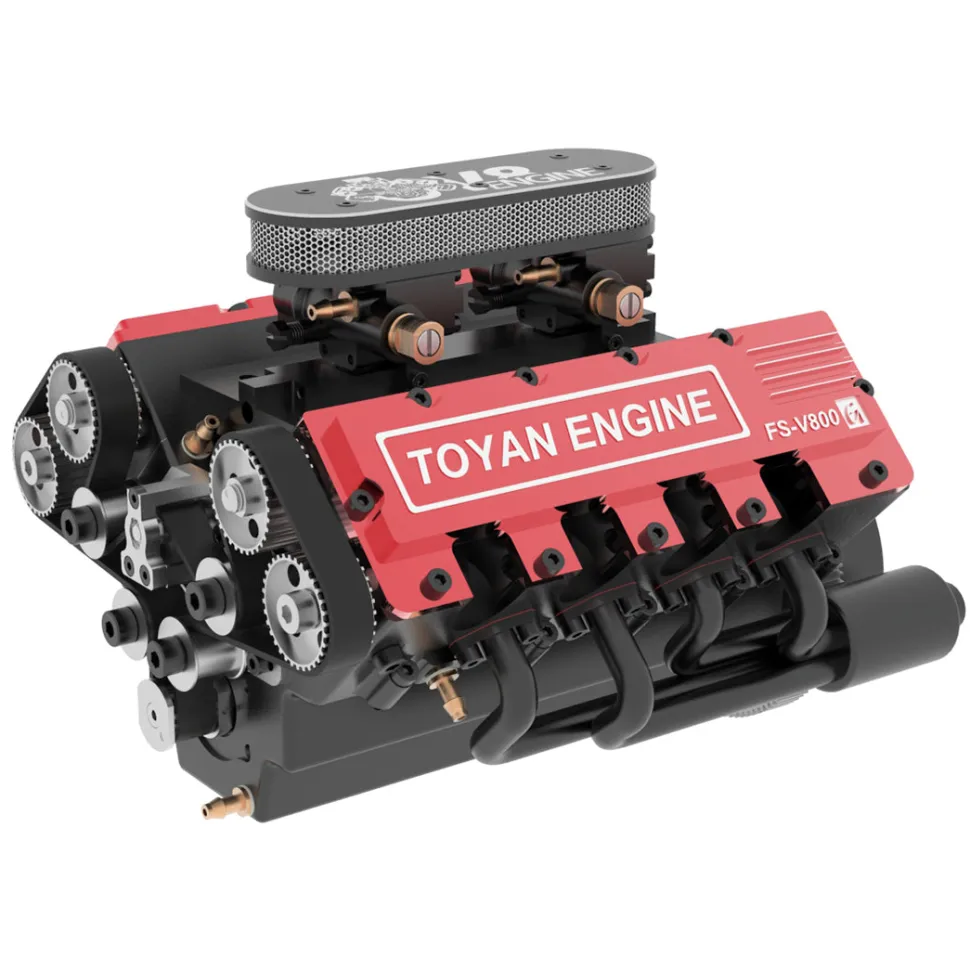 TOYAN & HOWIN V8 Engine FS-V800G 1/10 28cc Gasoline Engine with Starter Kit - Build Your Own V8 Engine - V8 Engine Model Kit That Works
