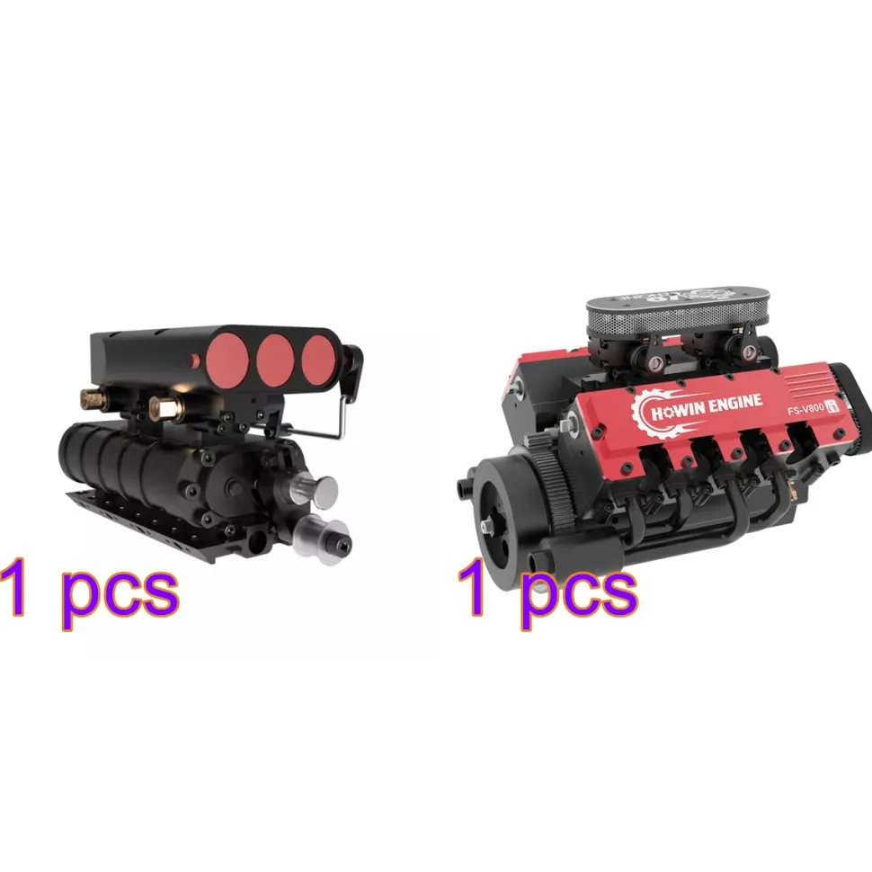 TOYAN V8 Engine FS-V800 28cc Engine Model Kit with Supercharger Accessories That Works