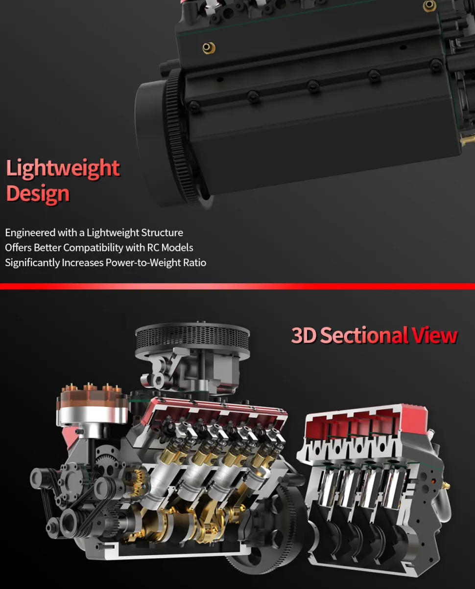 TOYAN V8 Engine FS-V800WGPC 28cc OHV Gasoline Engine - Build Your Own V8 Engine - V8 Engine Model Kit That Works