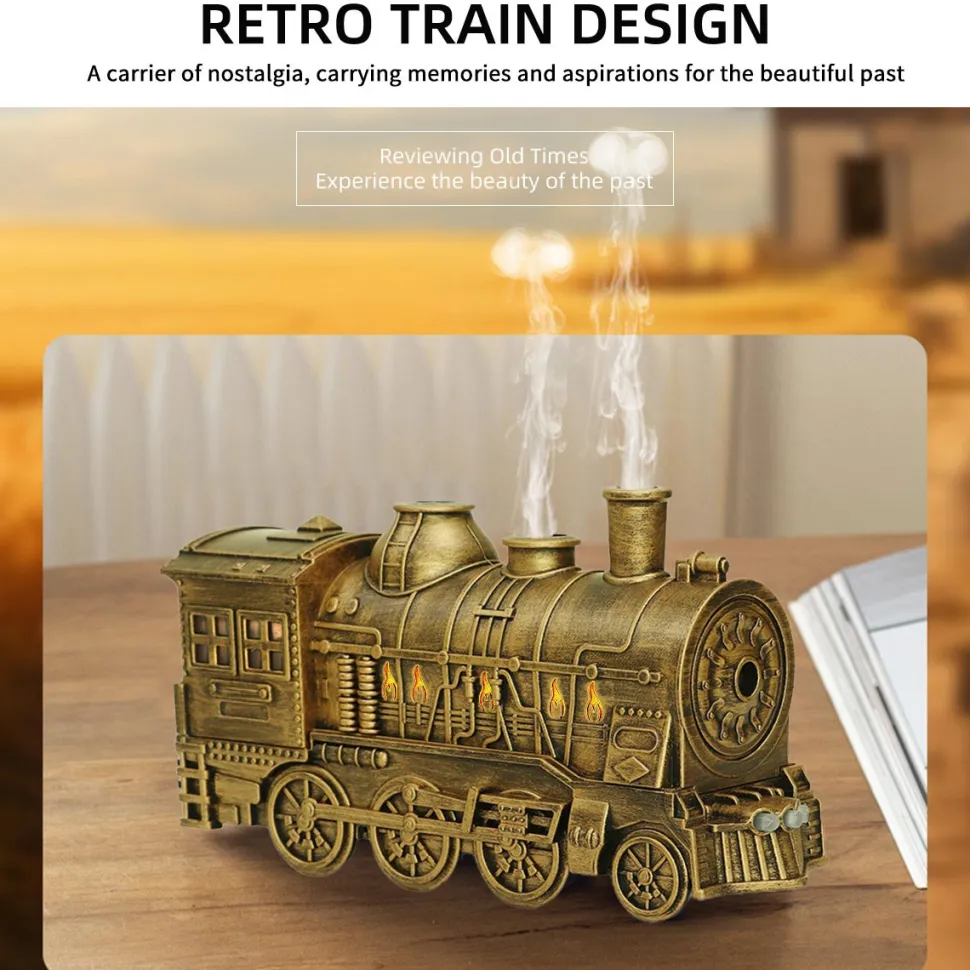 Train Shape Essential Oil Diffuser Humidifier with Dual-Color LED Light