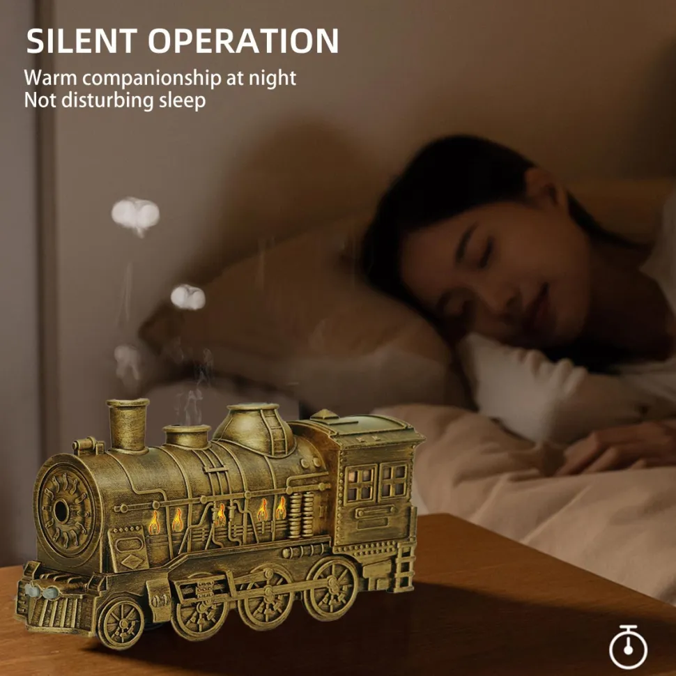 Train Shape Essential Oil Diffuser Humidifier with Dual-Color LED Light