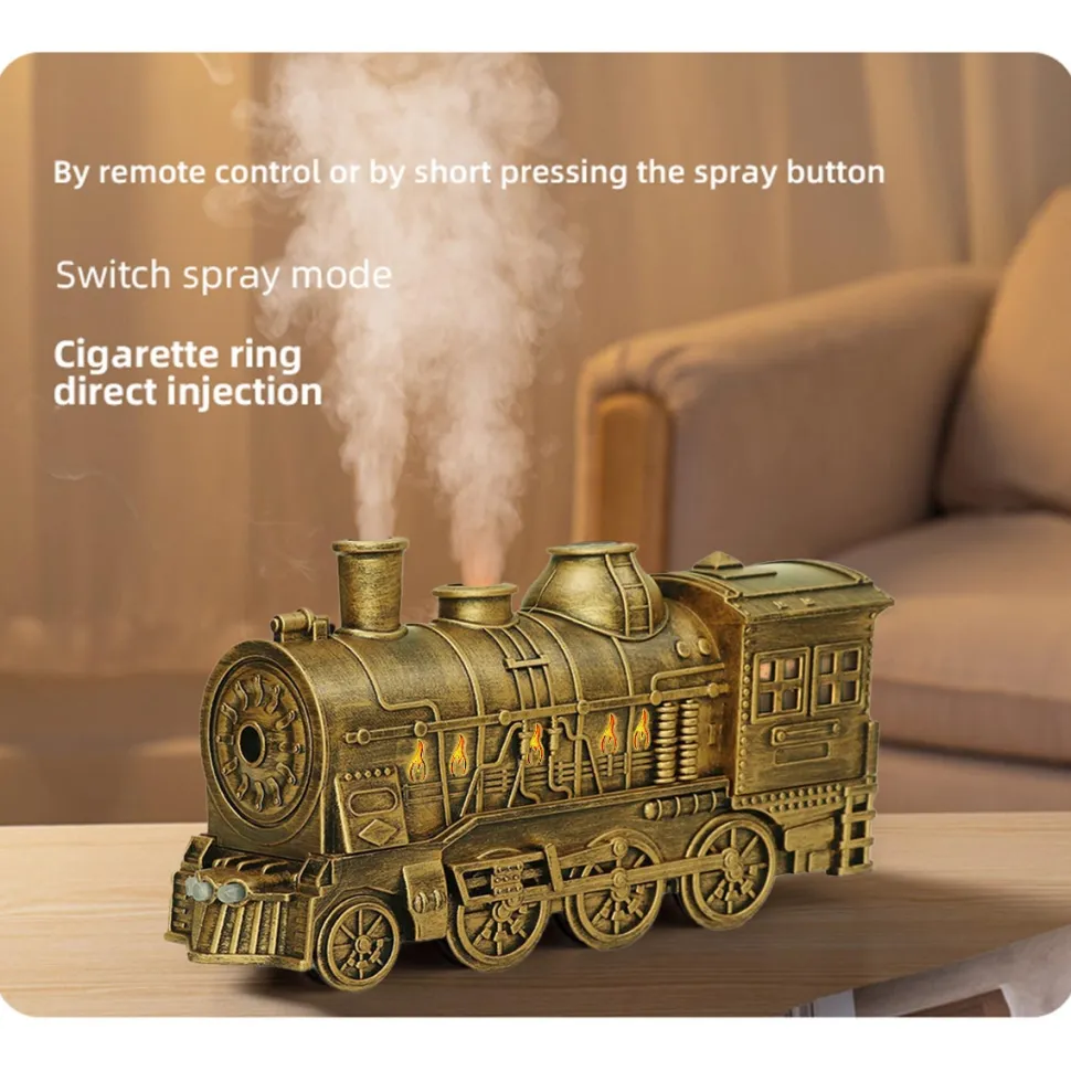 Train Shape Essential Oil Diffuser Humidifier with Dual-Color LED Light