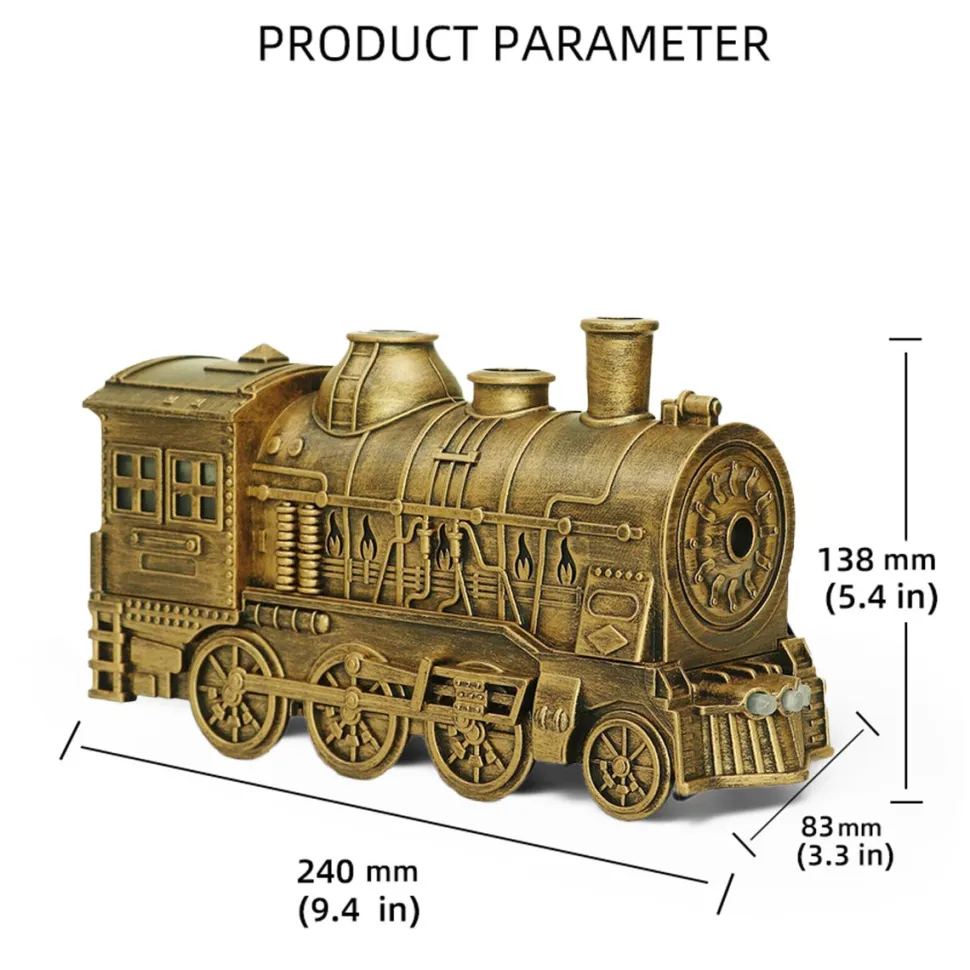 Train Shape Essential Oil Diffuser Humidifier with Dual-Color LED Light