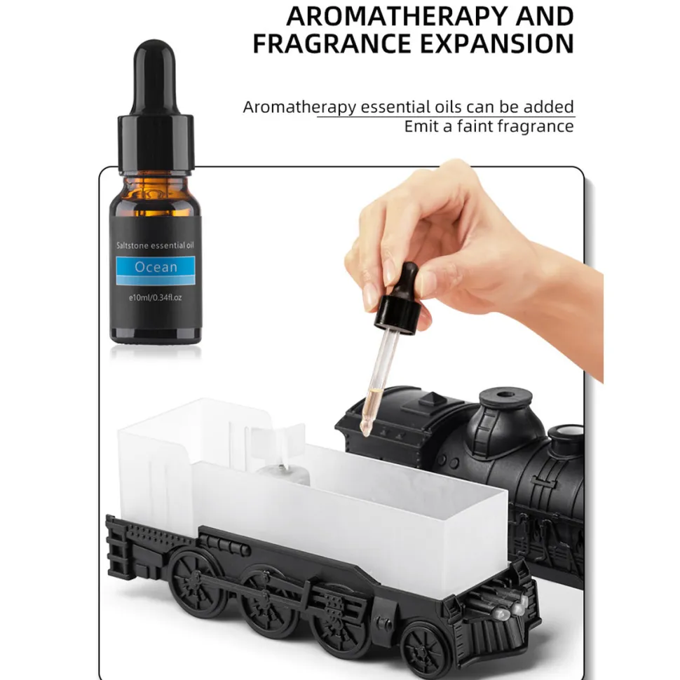 Train Shape Essential Oil Diffuser Humidifier with Dual-Color LED Light
