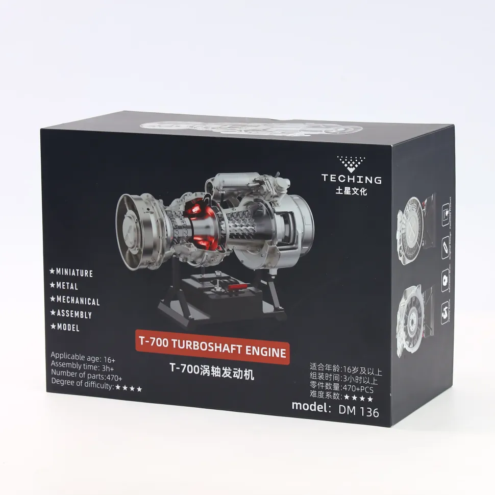 T700 Turboshaft Engine Model Kit that Works - Build Your Own Turboshaft Engine - TECHING 1/4 Metal Simulation Electric Military Helicopter Turboshaft Engine Model DM136