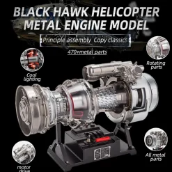T700 Turboshaft Engine Model Kit that Works - Build Your Own Turboshaft Engine - TECHING 1/4 Metal Simulation Electric Military Helicopter Turboshaft Engine Model DM136