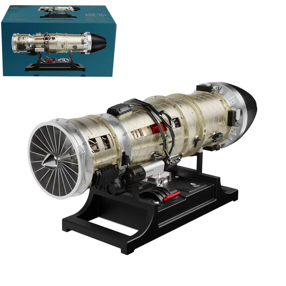 Turbofan Engine Model Kit that Works - Build Your Own Turbofan Engine - TECHING 1/10 Full Metal Electric Turbojet Engine Small Bypass Ratio Twin Rotor Aircraft Model DM135 600+Pcs