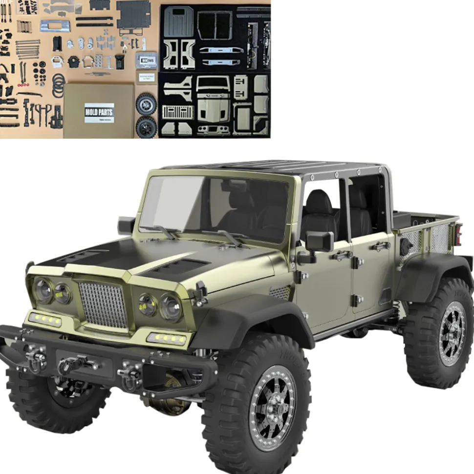 TWOLF TW-715 V8 Engine Powered 1:10 Scale RC Off-road 4WD 4-Door Pickup Truck Vehicle Crawler Kit with Electronic Equipment