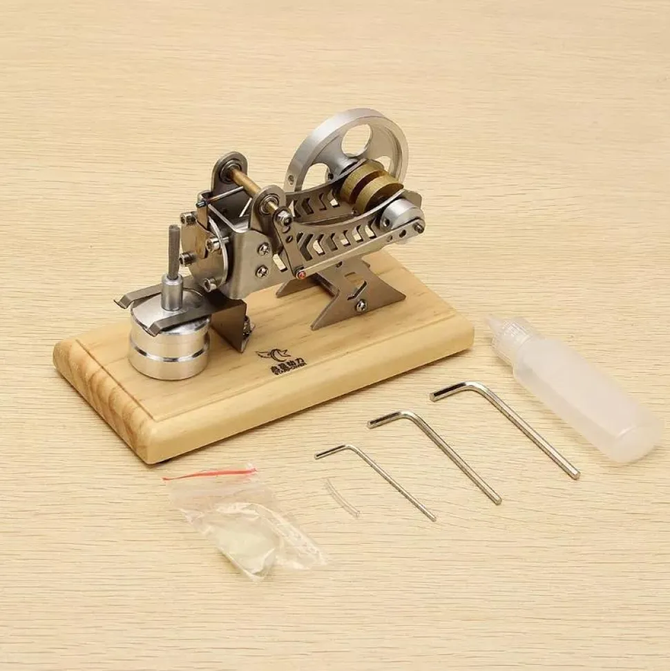 Vacuum Engine Flame Licker Engine Flame Eater Engine Motor Model with Wood Base - Enginediy