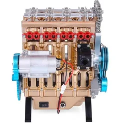 V4 Car Engine Assembly Kit Full Metal 4 Cylinder Car Engine Building Kit