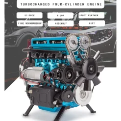 V4 Car Engine Assembly Kit Full Metal 4 Cylinder Car Engine Building Kit