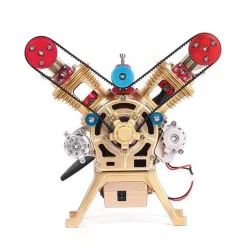 V2 Car Engine Assembly Kit Full Metal VTwin 2 Cylinder Engine Build Kit Gift for Collection (217pcs)
