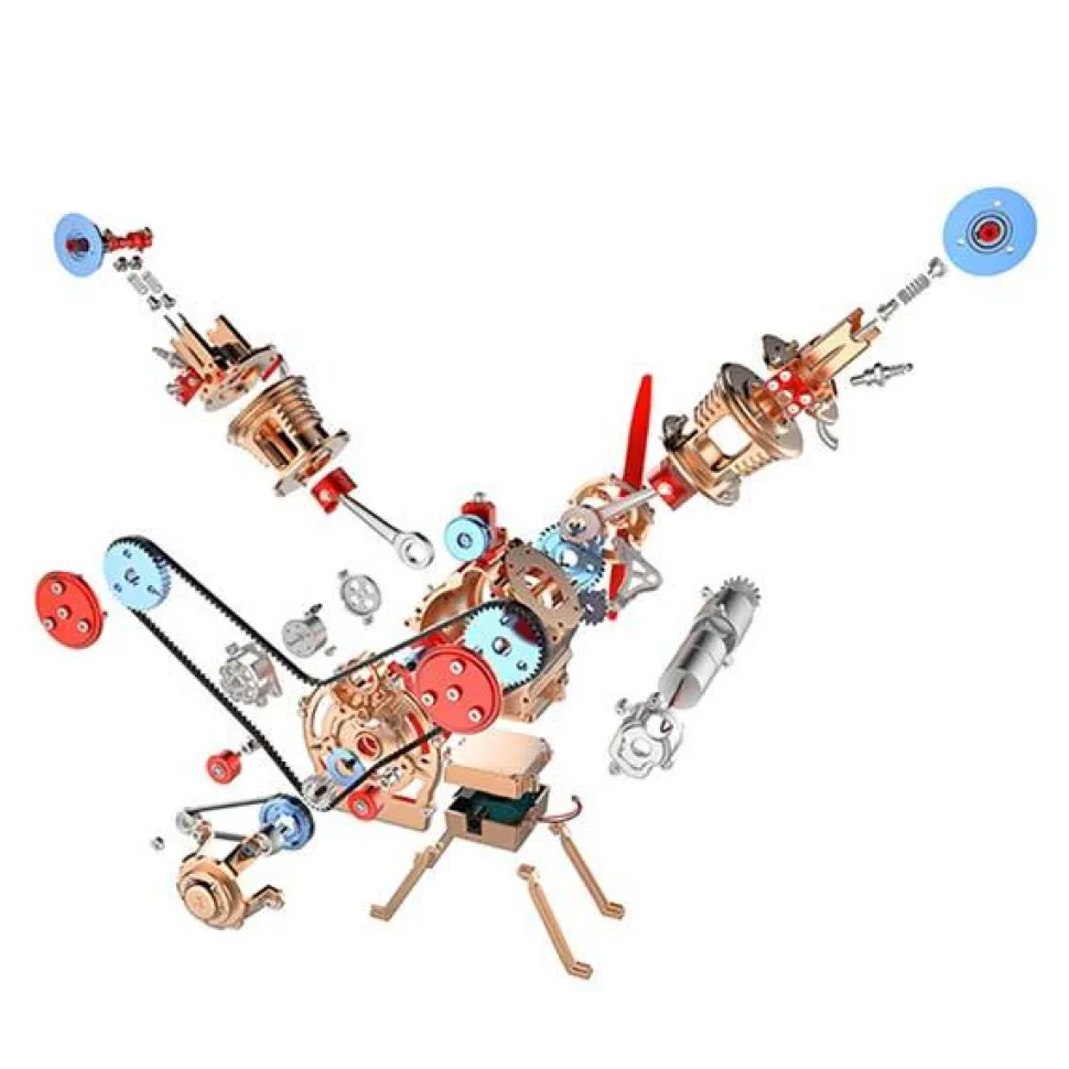 V2 Car Engine Assembly Kit Full Metal VTwin 2 Cylinder Engine Build Kit Gift for Collection (217pcs)