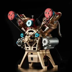 V2 Car Engine Assembly Kit Full Metal VTwin 2 Cylinder Engine Build Kit Gift for Collection (217pcs)