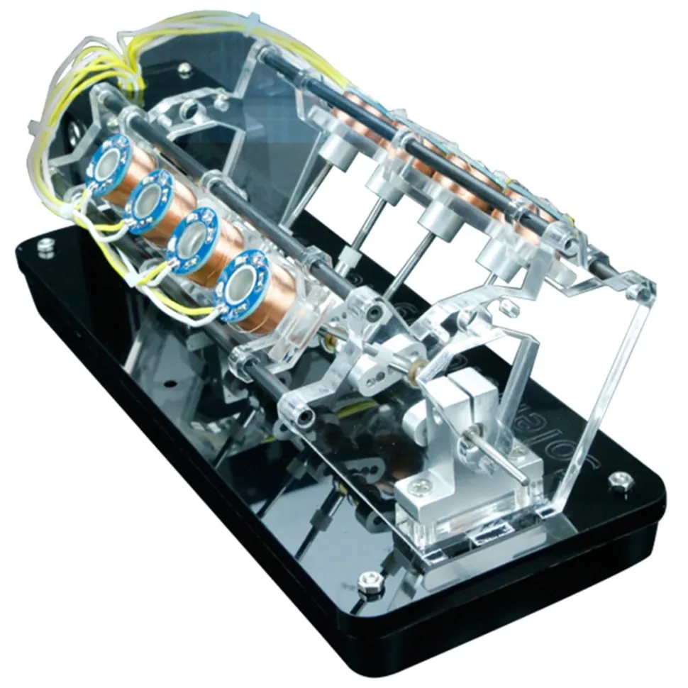 V8 Electromagnetic Engine 5V 4W 8 Coils High Speed V-Shaped Automobile Engine Model for Gift Collection