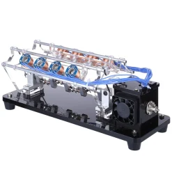 V8 Electromagnetic Engine 5V 4W 8 Coils High Speed V-Shaped Automobile Engine Model for Gift Collection