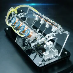 V8 Electromagnetic Engine 5V 4W 8 Coils High Speed V-Shaped Automobile Engine Model for Gift Collection