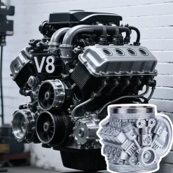 V8 Engine Coffee Cup with Stainless Steel Liner Creative Gift