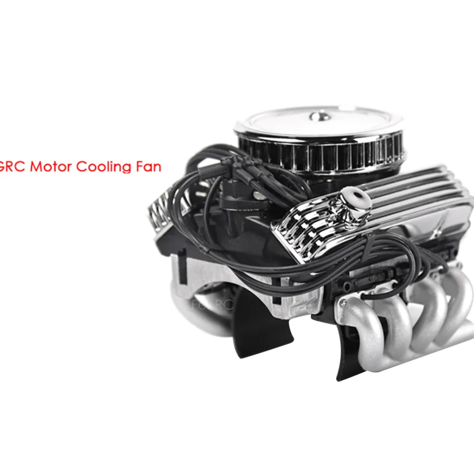 V8 Engine Fan Radiator Motor Hood Kit for 1/10 RC Car GRC F82 Motor