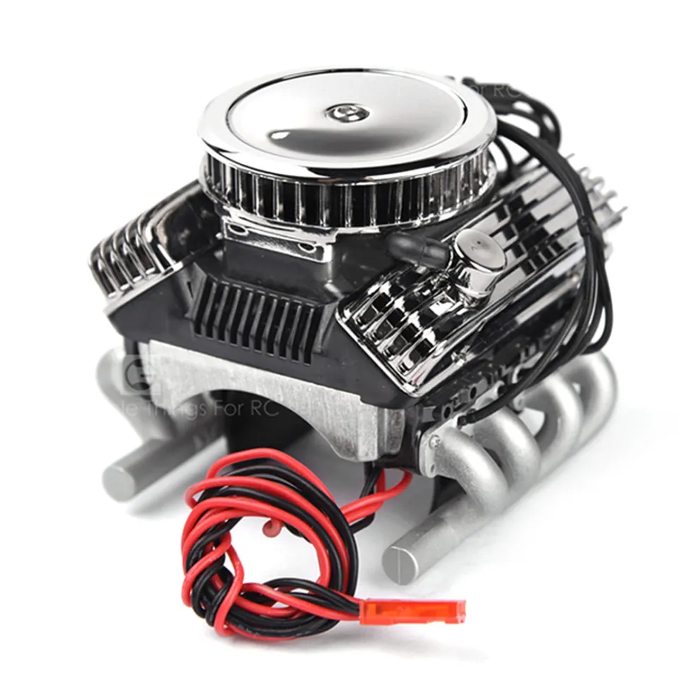 V8 Engine Fan Radiator Motor Hood Kit for 1/10 RC Car GRC F82 Motor