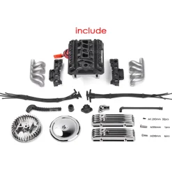 V8 Engine Fan Radiator Motor Hood Kit for 1/10 RC Car GRC F82 Motor
