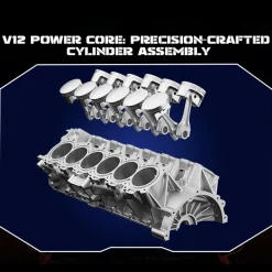 V12 Engine Model Kit that Works - Build Your Own V12 Engine - TECHING 1/4 Supercar V12 Engine Model Kit with Synchronized Throttle Sound Effects 800+PCS