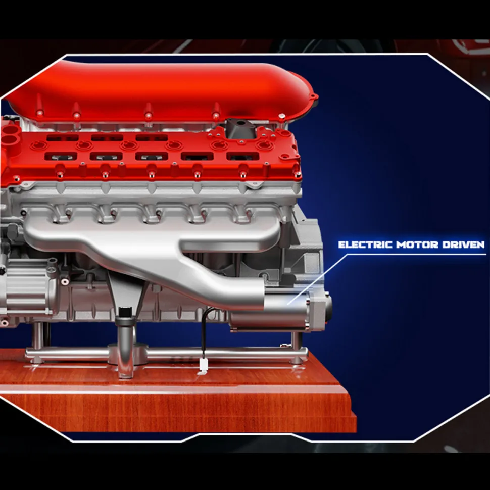 V12 Engine Model Kit that Works - Build Your Own V12 Engine - TECHING 1/4 Supercar V12 Engine Model Kit with Synchronized Throttle Sound Effects 800+PCS