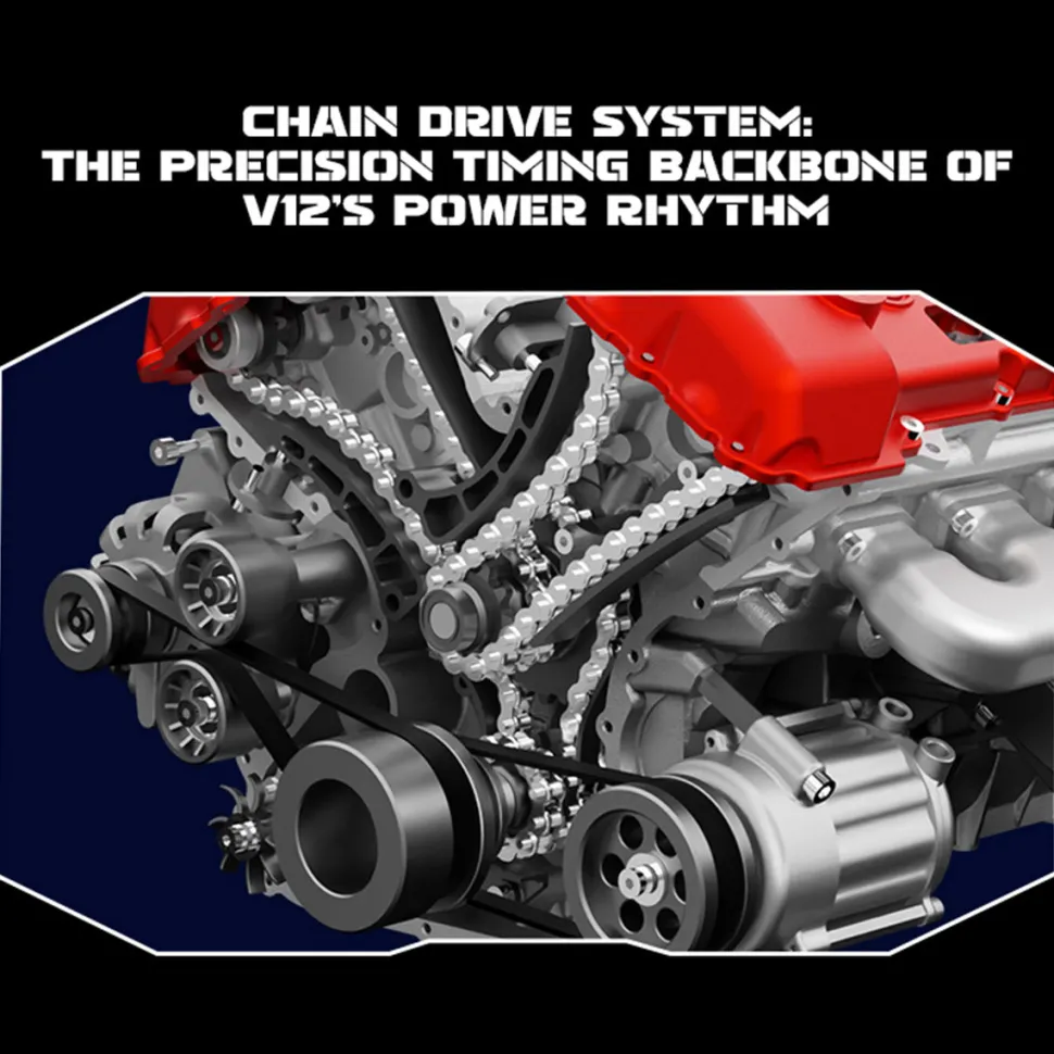V12 Engine Model Kit that Works - Build Your Own V12 Engine - TECHING 1/4 Supercar V12 Engine Model Kit with Synchronized Throttle Sound Effects 800+PCS
