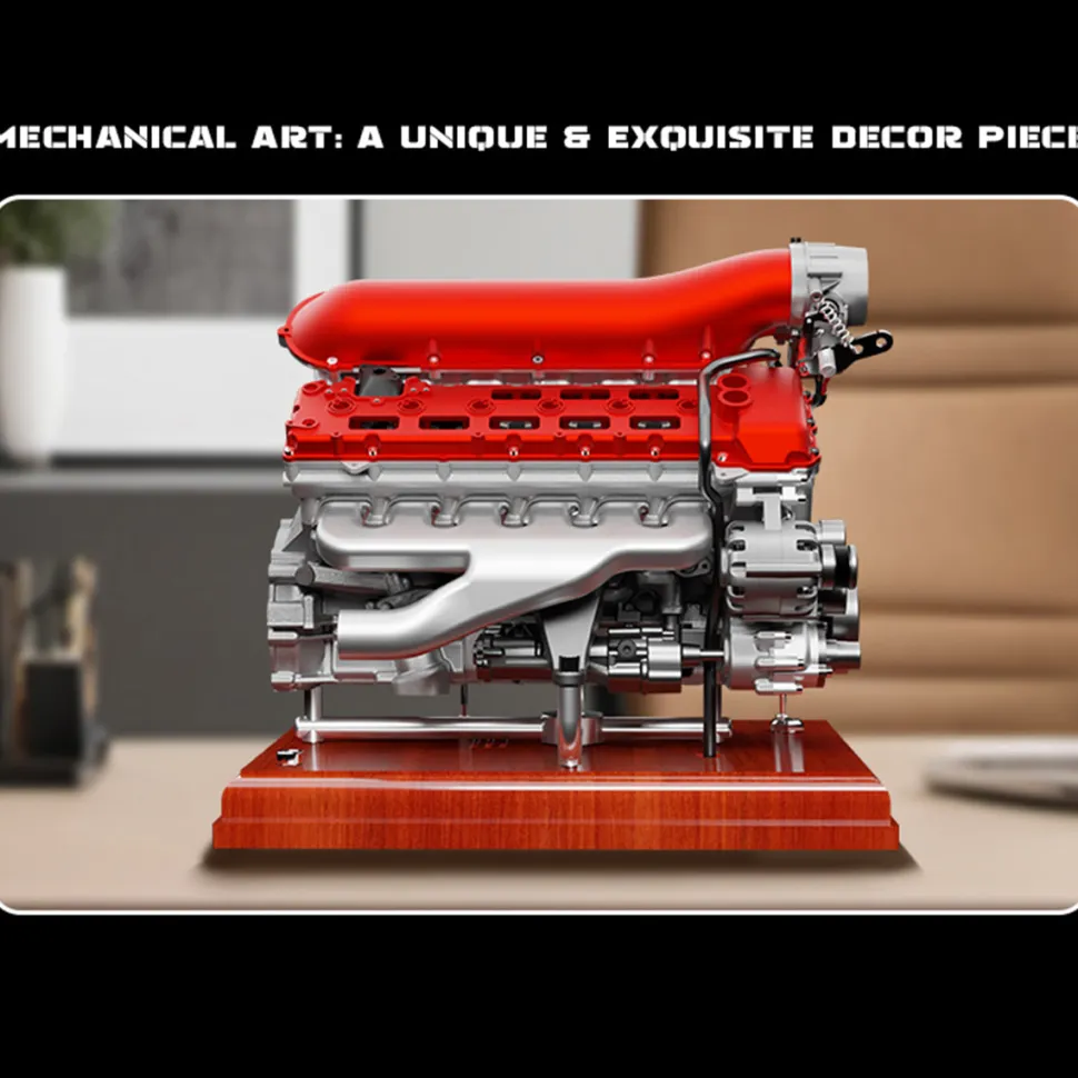 V12 Engine Model Kit that Works - Build Your Own V12 Engine - TECHING 1/4 Supercar V12 Engine Model Kit with Synchronized Throttle Sound Effects 800+PCS