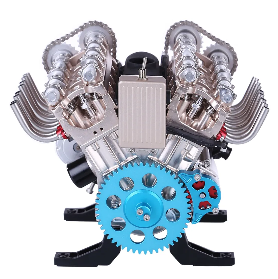 V8 Engine Model Kit that Works - Build Your Own V8 Engine - TECHING 1: 3 Full Metal V8 Car Engine Model Kit 500+Pcs
