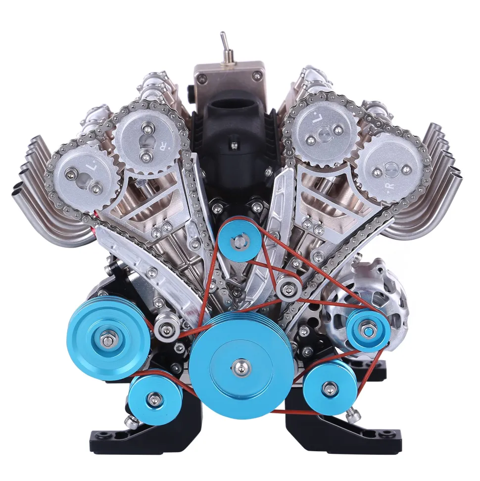 V8 Engine Model Kit that Works - Build Your Own V8 Engine - TECHING 1: 3 Full Metal V8 Car Engine Model Kit 500+Pcs