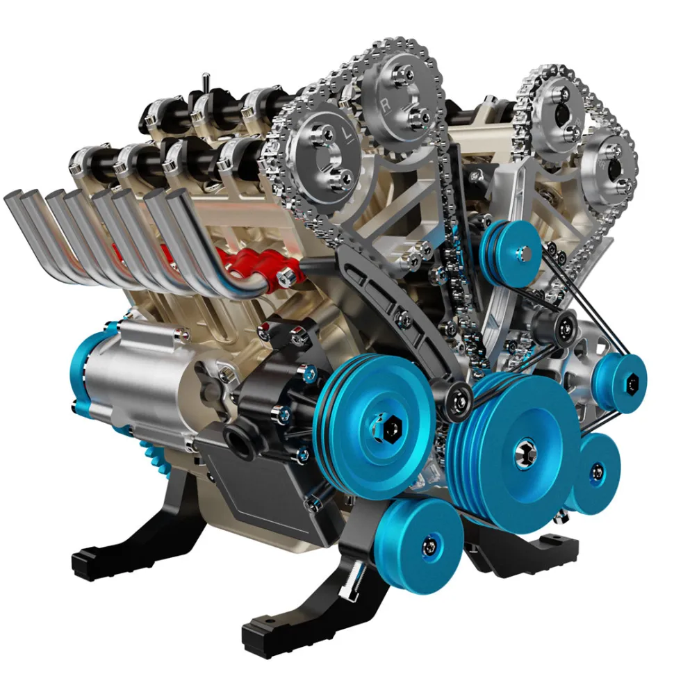 V8 Engine Model Kit that Works - Build Your Own V8 Engine - TECHING 1: 3 Full Metal V8 Car Engine Model Kit 500+Pcs
