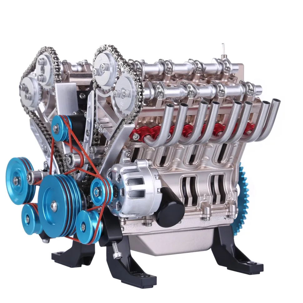 V8 Engine Model Kit that Works - Build Your Own V8 Engine - TECHING 1: 3 Full Metal V8 Car Engine Model Kit 500+Pcs
