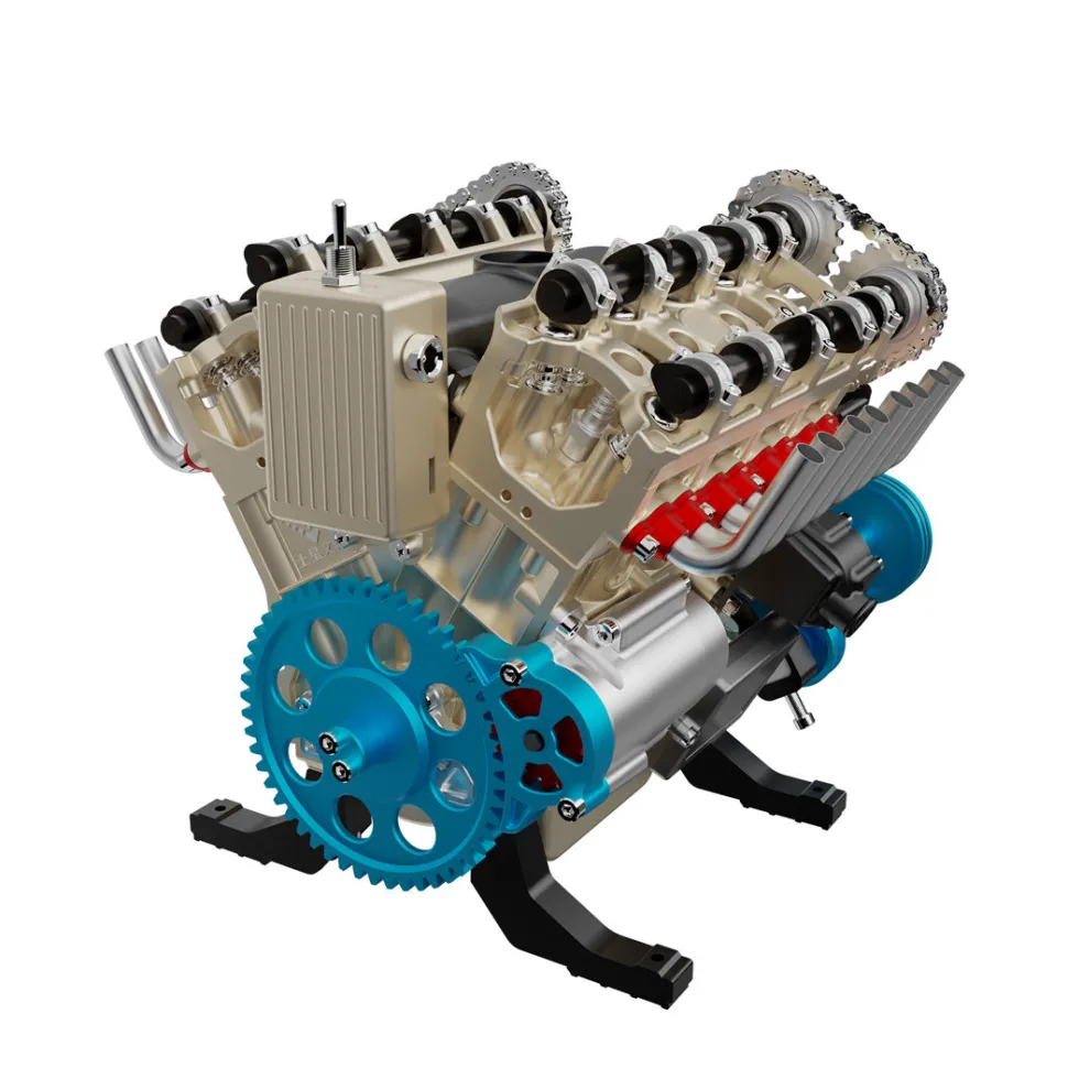 V8 Engine Model Kit that Works - Build Your Own V8 Engine - TECHING 1: 3 Full Metal V8 Car Engine Model Kit 500+Pcs