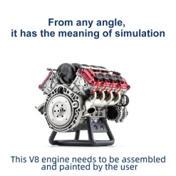 V8 Engine Model Kit that Works - Build Your Own V8 Engine - Paint Your Own V8 Engine -MAD RC V8 Engine for Capra VS4-10 Pro
