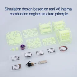 V8 Engine Model Kit that Works - Build Your Own V8 Engine - Paint Your Own V8 Engine -MAD RC V8 Engine for Capra VS4-10 Pro