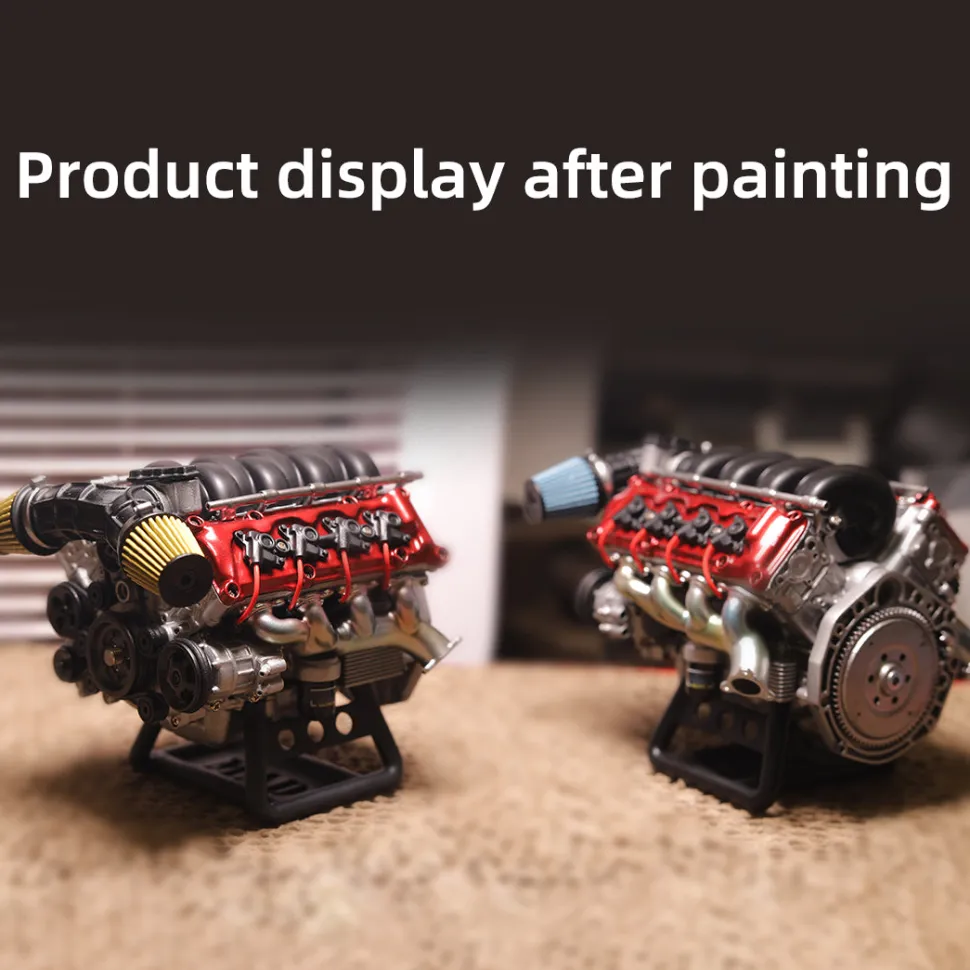 V8 Engine Model Kit that Works - Build Your Own V8 Engine - Paint Your Own V8 Engine -MAD RC V8 Engine for Capra VS4-10 Pro