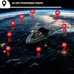 V070 GPS RC Bait Boat – 12000mAh, 500m Range, 1.5kg Dual-Hopper, 40 Waypoints